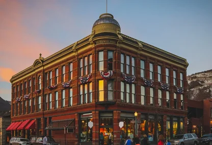 Exterior of historic ELKS building in downtown Aspen, CO