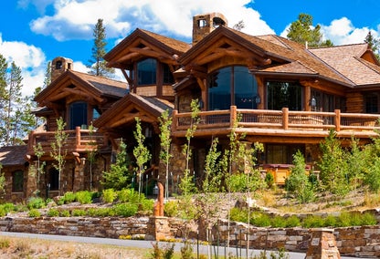 Exterior of luxury log cabin home in Aspen, CO area