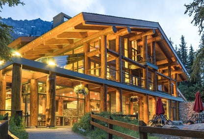 Exterior of luxury log cabin home and AirBnB