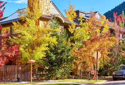 Residential neighborhood in Aspen, CO during autumn