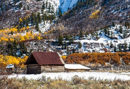 Abandoned historic farm outside Aspen in mountains