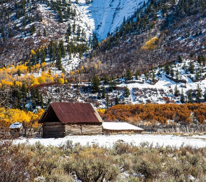 Abandoned historic farm outside Aspen in mountains