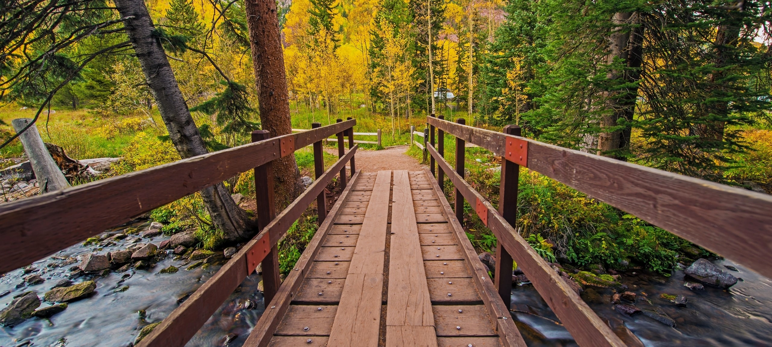Wooden footbridge in Aspen, CO